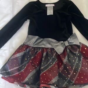Bonnie Jean Black and Red Plaid Formal Dress